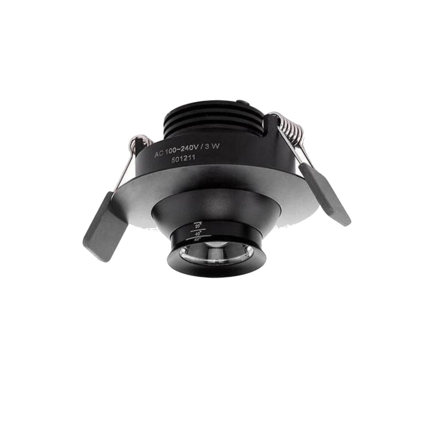 LED Downlight Recessed 3w 3K Non-Dimmable 74 x H52.3mm Cutout: 60mm  10-40D Beam Black IP20
