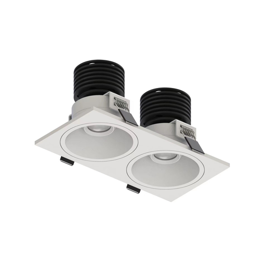 LED Downlight Recessed 2 x 10w 3K Triac-Dimmable L175 x W90 x H80mm Cutout: 2 x 70mm 50D White IP65