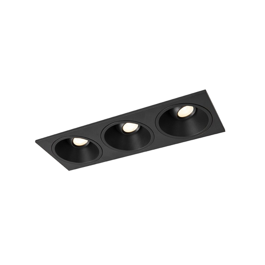 LED Downlight Recessed 3 x 10w 3K Triac-Dimmable L260 x W90 x H80mm Cutout: 3 x 70mm 50D Black IP65