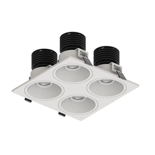 LED Downlight Recessed 4 x 10w 3K Triac-Dimmable L175 x W175 x H80mm Cutout:4 x 70mm 50D White IP65