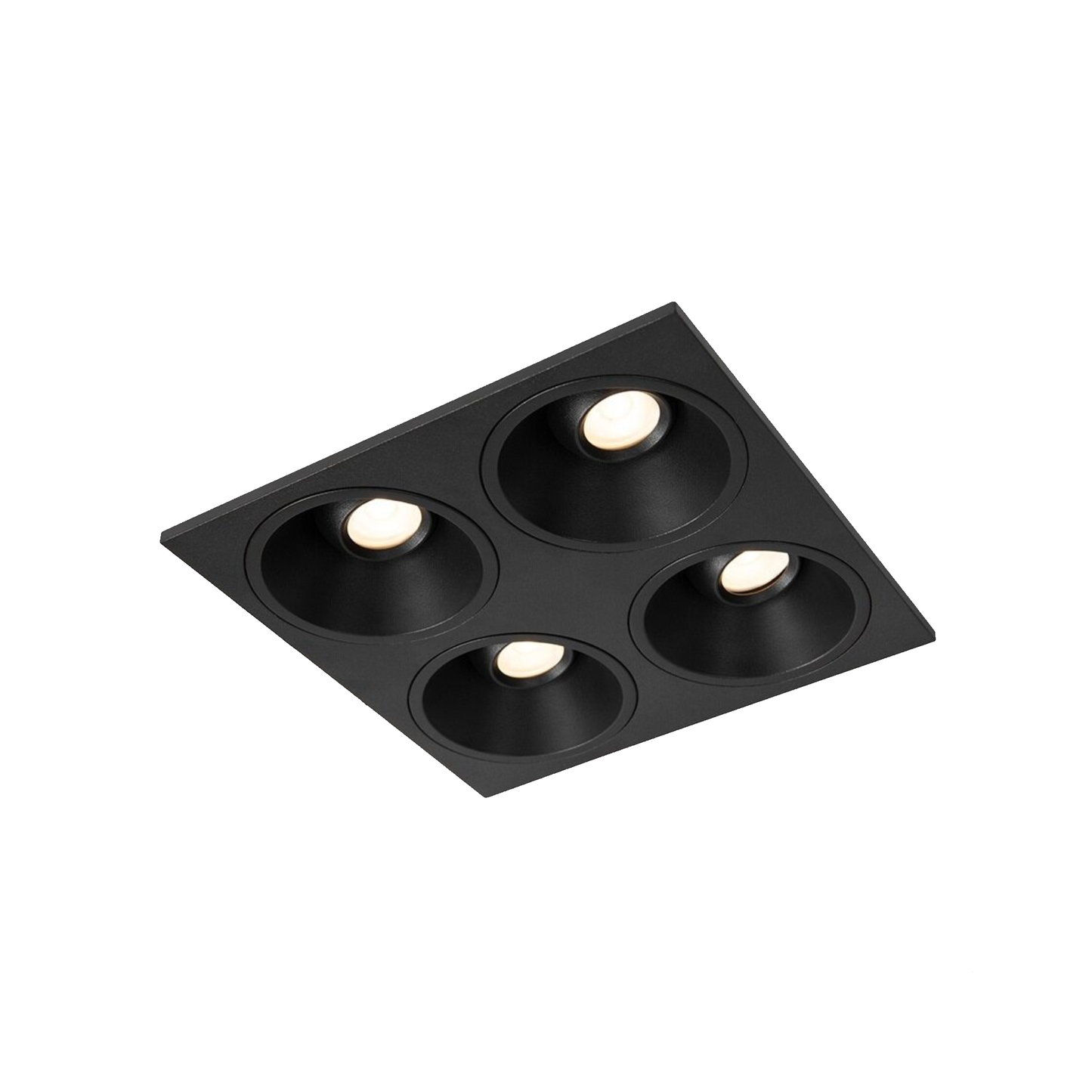 LED Downlight Recessed 4 x 10w 3K Triac-Dimmable L175 x W175 x H80mm Cutout:4 x 70mm 50D Black IP65