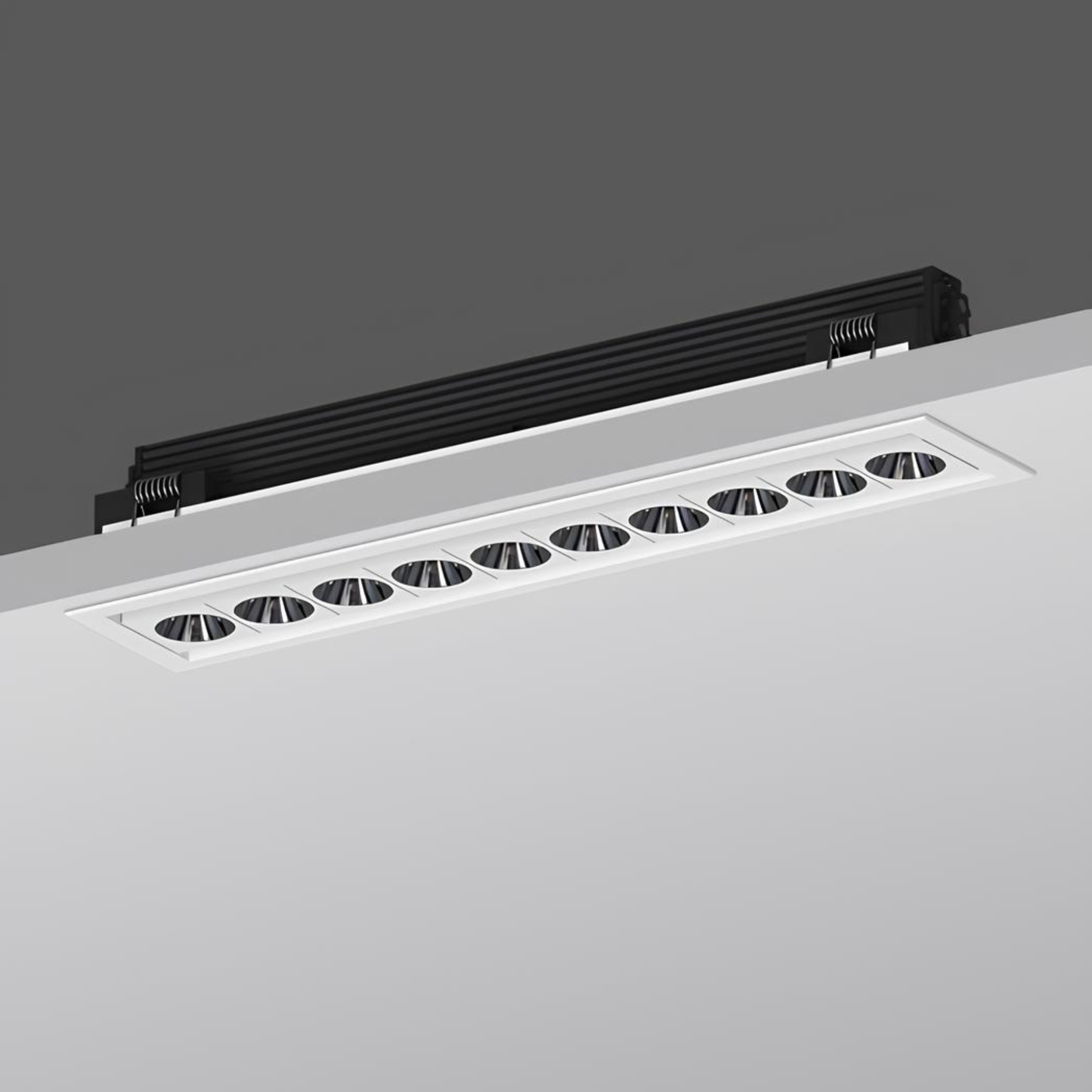 LED Downlight Recessed 24w 3K Non-Dimmable L218 x W44 x H42mm Cutout:212 x 38mm 50D Beam Black IP20