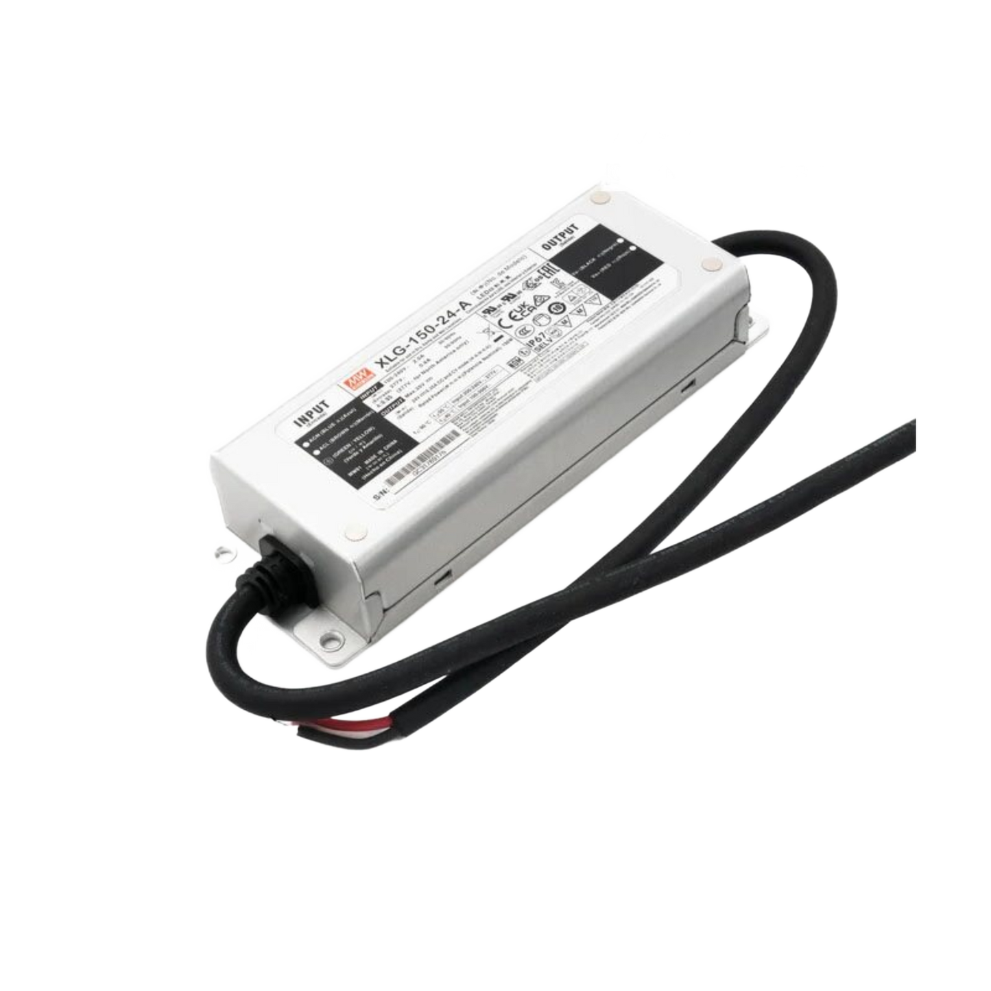 LED Driver Mean Well Output Power: 150w Output Voltage: 24V Non-Dimmable Size:180x63x35.5mm