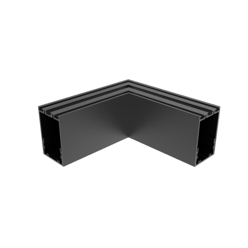 Linear Modular TLS60 Profile Black L-Shaped Corner Splicing with Blind Cover Size:200x200x85mm