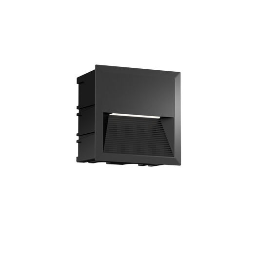 LED Step Light Exterior Recessed 8w 70D Beam Size:201x201x78mm Cutting:195x195x78 Black IP65